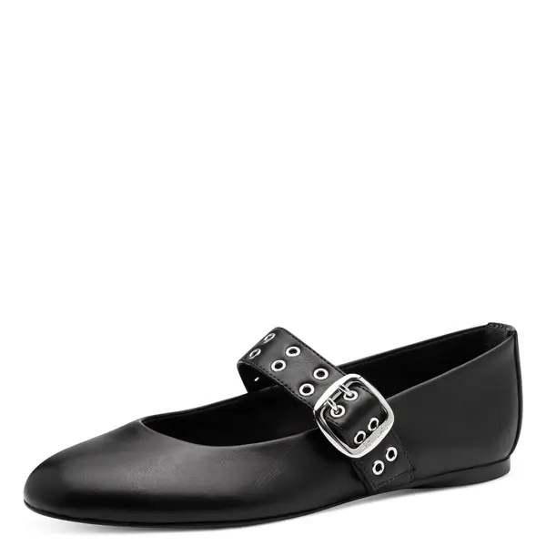 Leather Mary Jane Flats with Grommet-Embellished Strap 2 Image