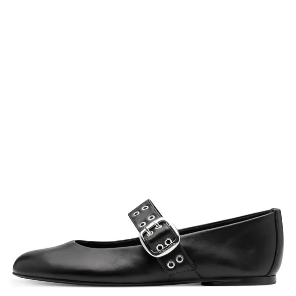 Leather Mary Jane Flats with Grommet-Embellished Strap 3 Image
