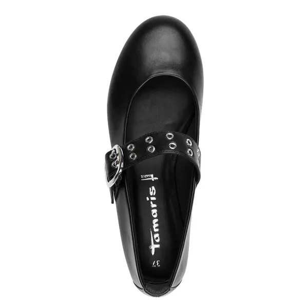 Leather Mary Jane Flats with Grommet-Embellished Strap 4 Image