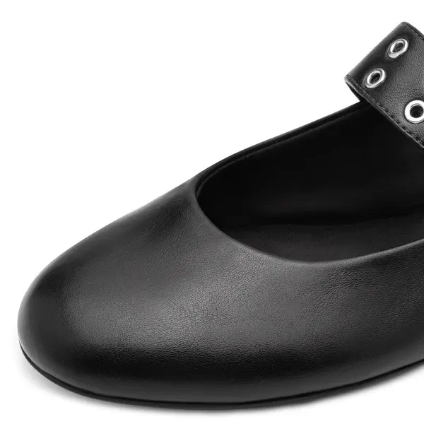 Leather Mary Jane Flats with Grommet-Embellished Strap 5 Image