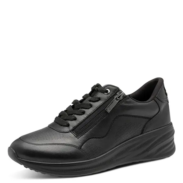 Leather Platform Sneakers with a Side Zipper 1 Image
