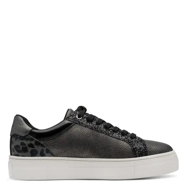 Mixed-Media Platform Sneakers with Zipper 1 Image