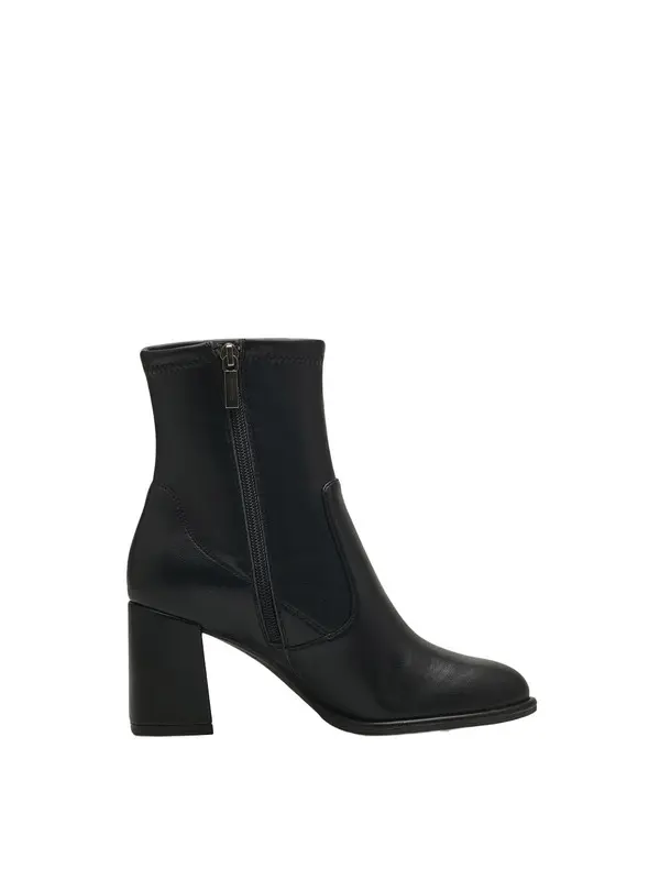 Heeled Ankle Boots with a Stretch Shaft and Block Heel 1 Image