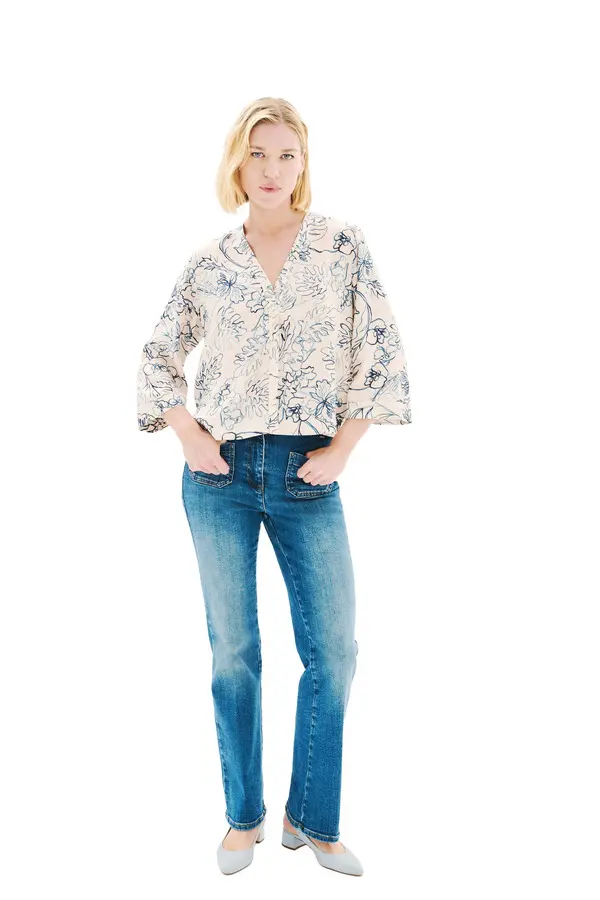 Patterned V-neck Blouse 2 Image