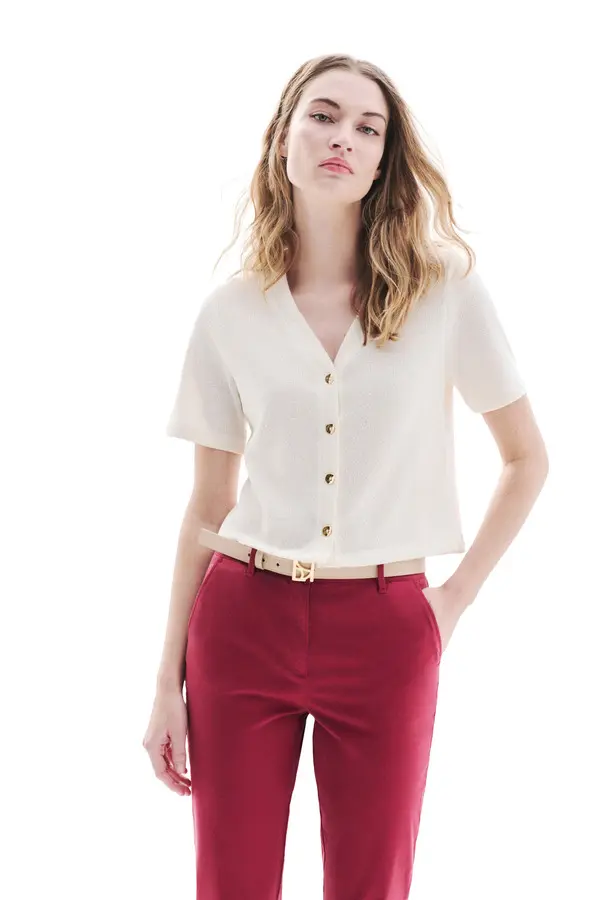 V-neck Short Sleeves Shirt 1 Image