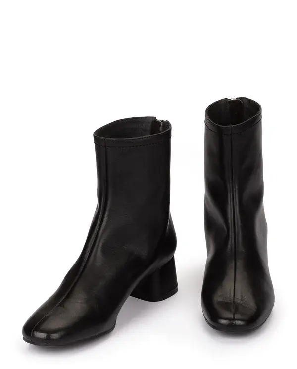 Leather Ankle Boots with a Block Heel and Side Zip 1 Image