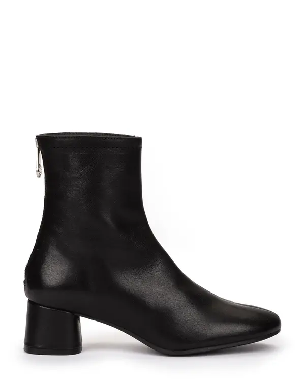 Leather Ankle Boots with a Block Heel and Side Zip 2 Image