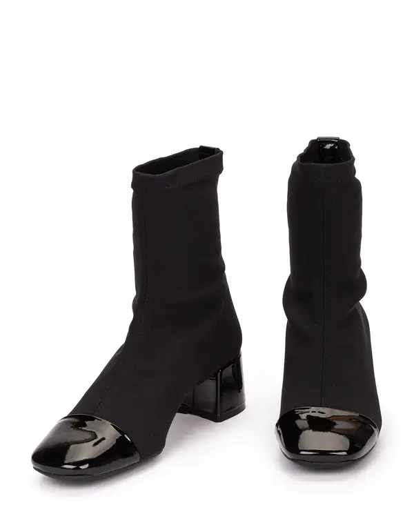 Sock Boots with Patent Leather Cap Toe and Block Heel 1 Image