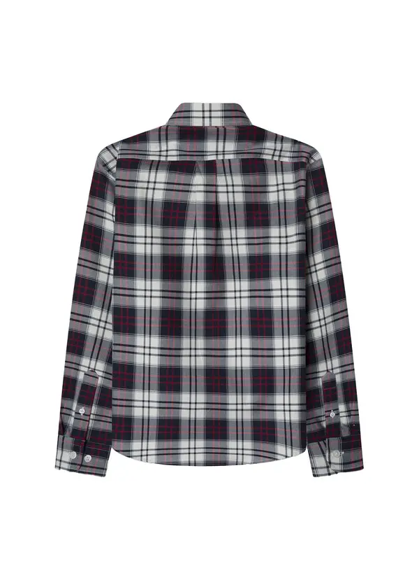 Classic Fit White Plaid Flannel Shirt 3 Image
