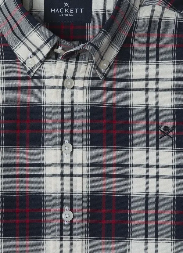 Classic Fit White Plaid Flannel Shirt 1 Image