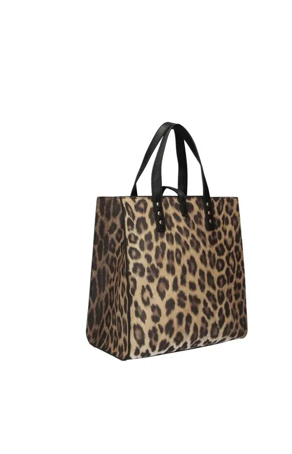 Leopard Print Leather Tote Bag 1 Image