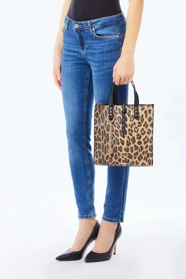 Leopard Print Leather Tote Bag 3 Image