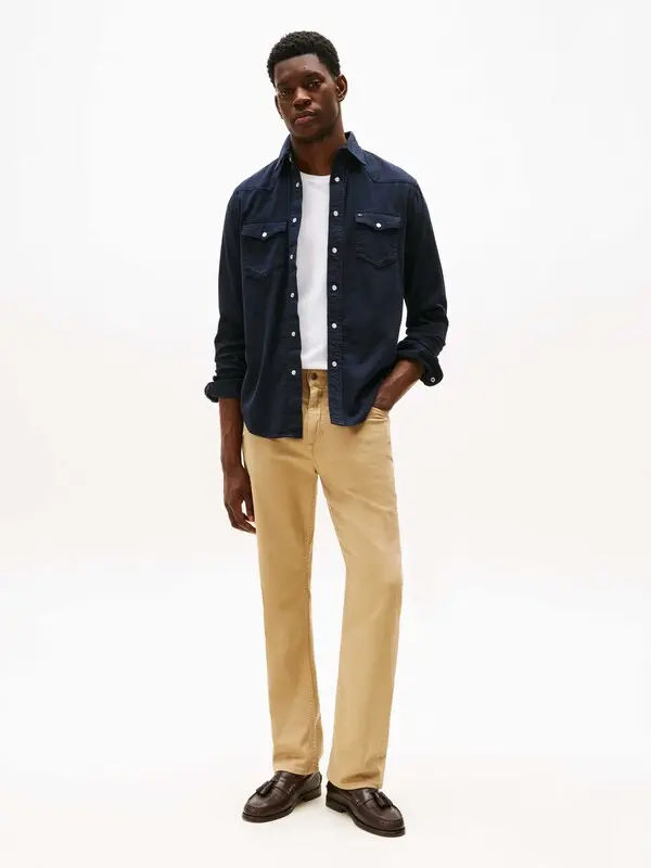 Solid Long Sleeves Denim Shirt 1 Image