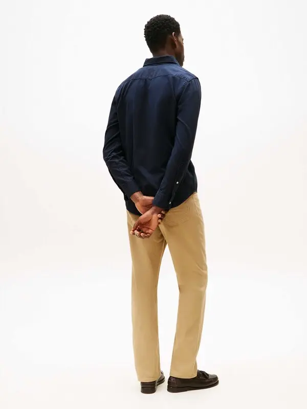 Solid Long Sleeves Denim Shirt 2 Image