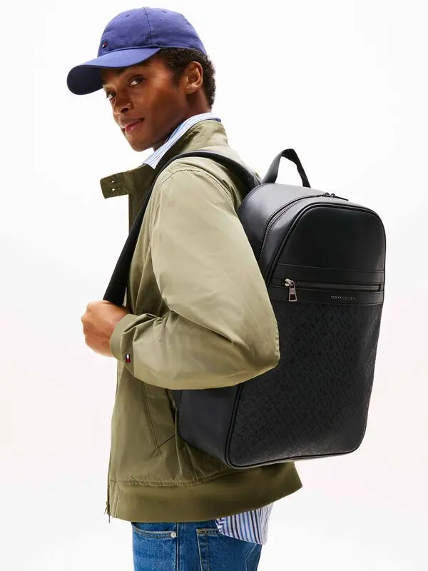 TH Monogram Textured Backpack 1 Image