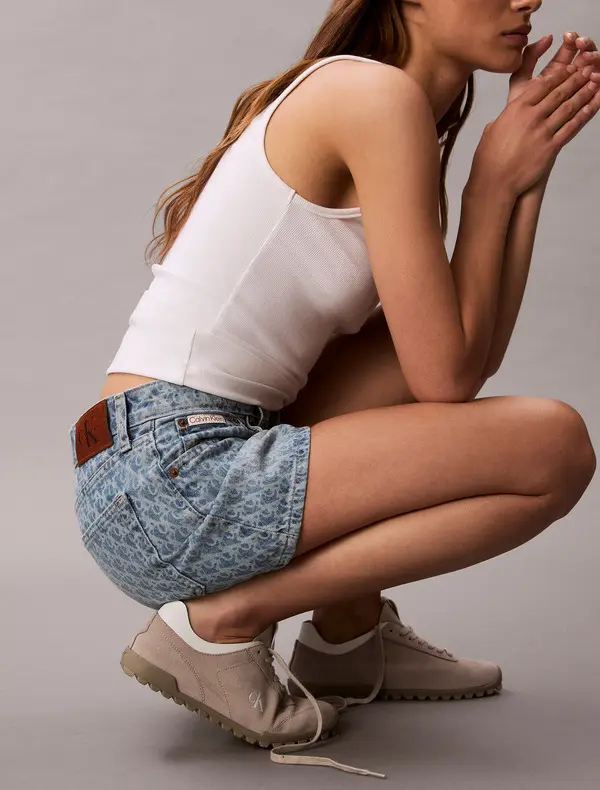 Check Print 90S Denim Shorts 1 Image