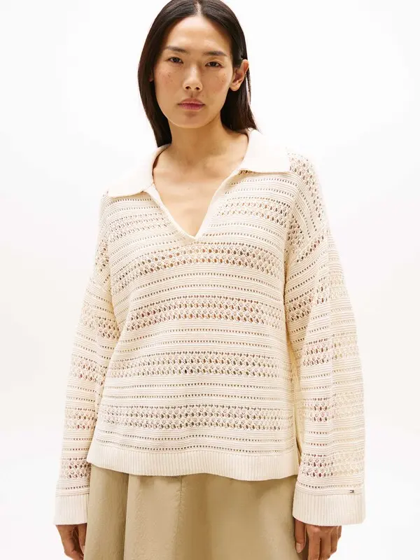 Relaxed Crochet Polo Jumper 1 Image