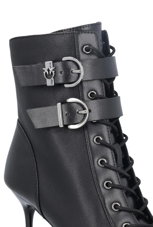 Pointed-Toe Heeled Leather Boots 1 Image