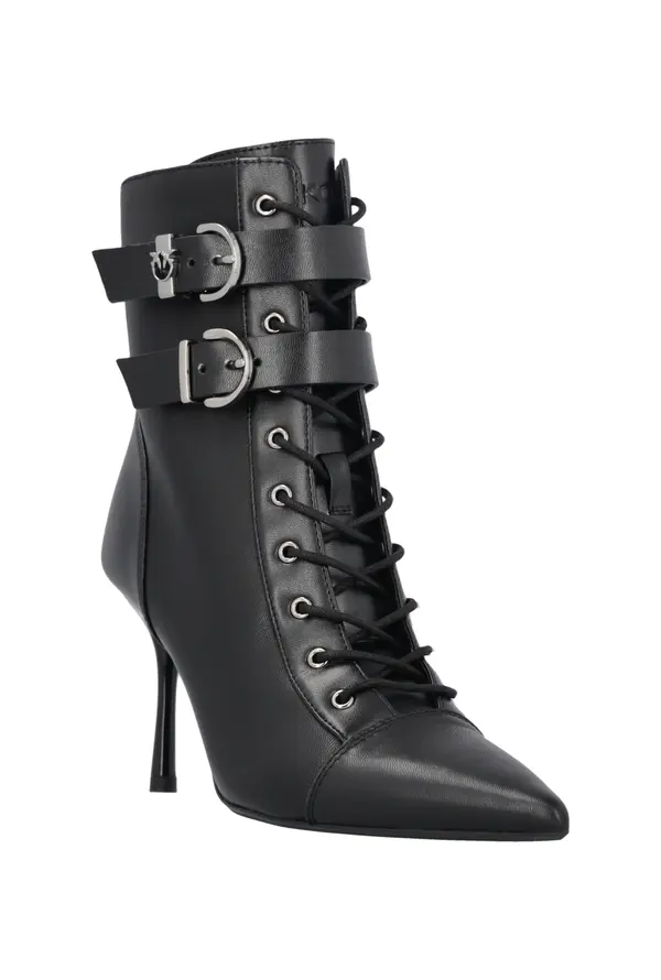 Pointed-Toe Heeled Leather Boots 3 Image