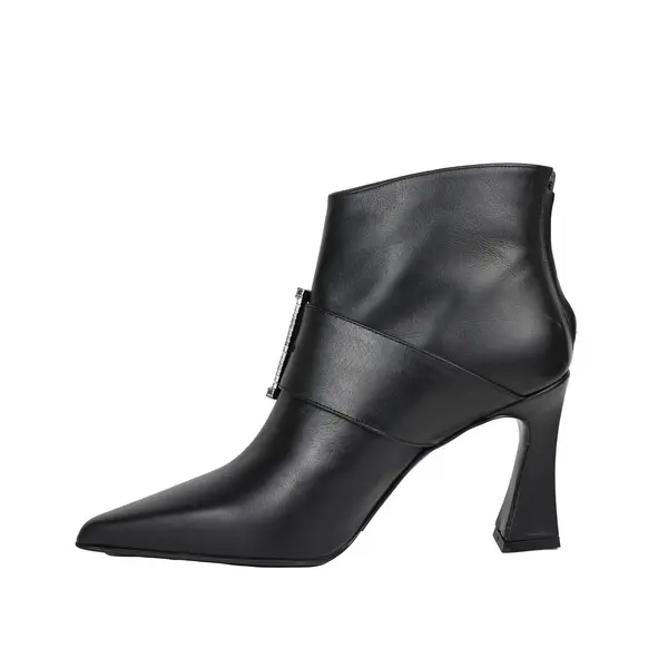 Pointed-Toe Ankle Boots With Rhinestone Buckle 1 Image