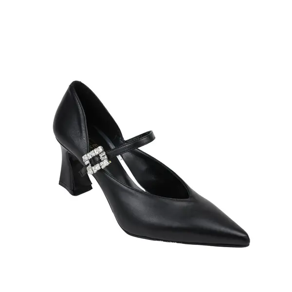 Pointed-Toe Pumps With Rhinestone Buckle 1 Image