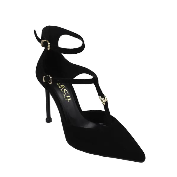 Suede T-Strap Stiletto Heels Pump 1 Image