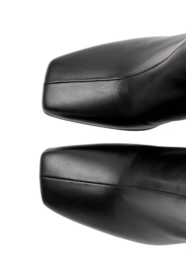 Wedge Heel Leather Ankle Boots With Square Toe 3 Image