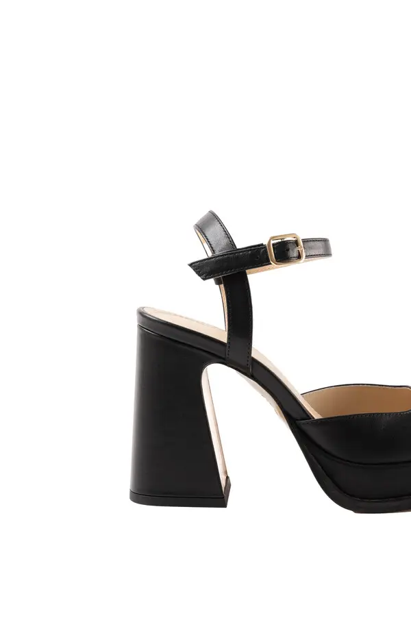 Leather Platform Pump With Ankle Strap 1 Image