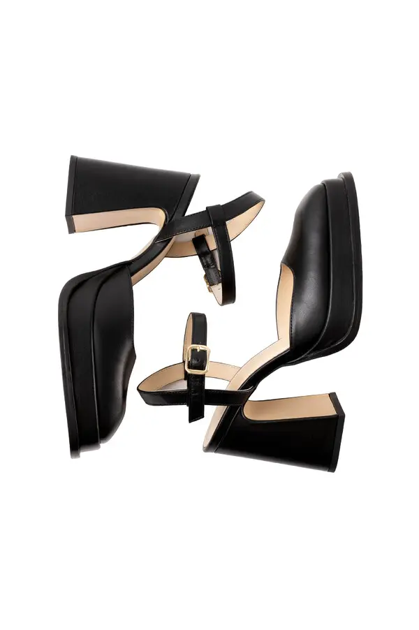 Leather Platform Pump With Ankle Strap 2 Image