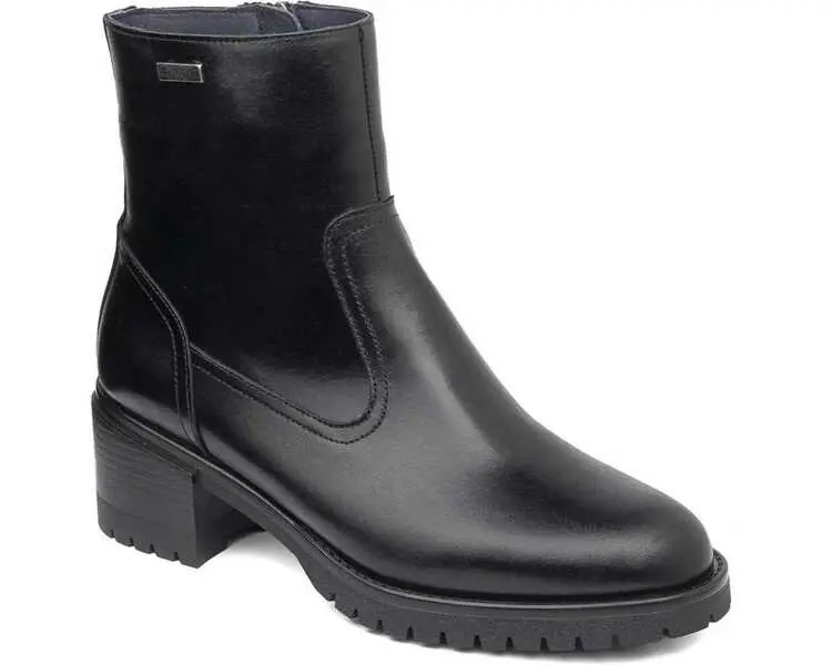 Block Heel Leather Ankle Boot With Lug Sole 3 Image