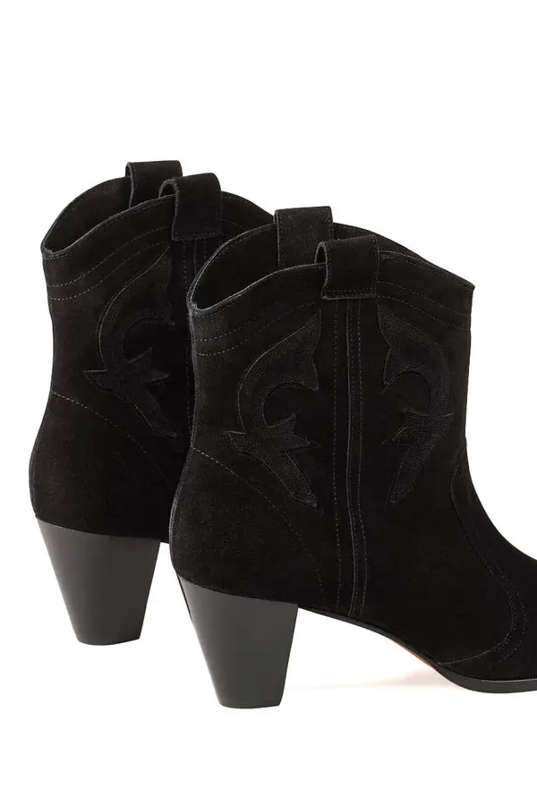 Embroidered Suede Cowboy Ankle Boots 1 Image