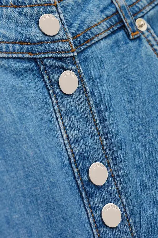 Full Front Buttoned Denim Long Skirt 1 Image