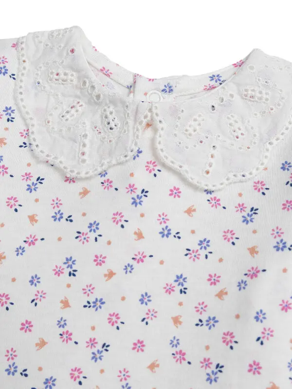 Flower-patterned Long Sleeves Top 1 Image