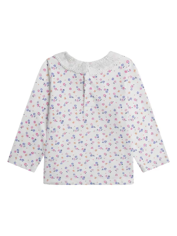 Flower-patterned Long Sleeves Top 2 Image