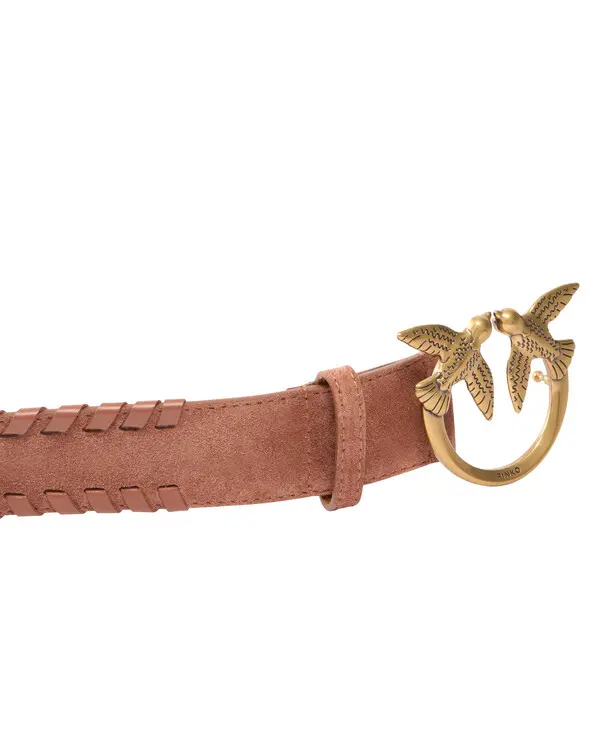 Leather belt with Love Birds buckle 4cm  1 Image