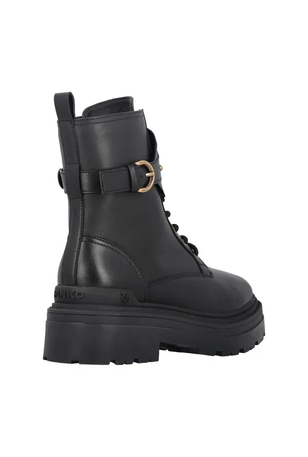 Leather combat boots with branded front strap 1 Image