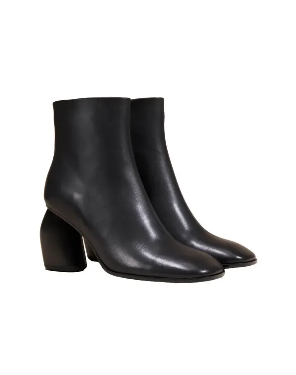 Sculptural Heel Leather Ankle Boots 2 Image