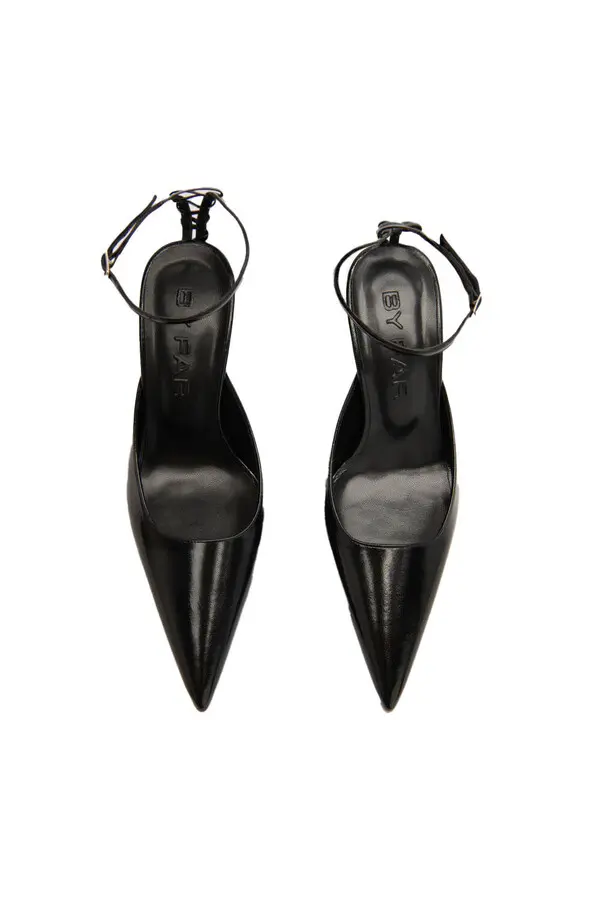 Pointed-Toe Ankle Strap Leather Pump 1 Image