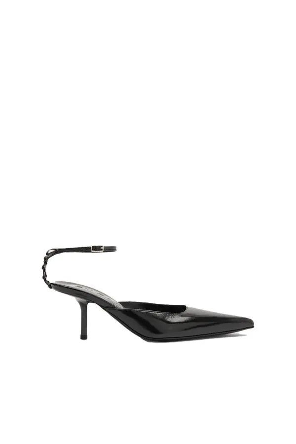 Pointed-Toe Ankle Strap Leather Pump 2 Image