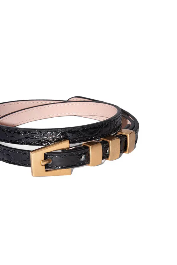 Circular Croco Embossed Leather Belt 1 Image