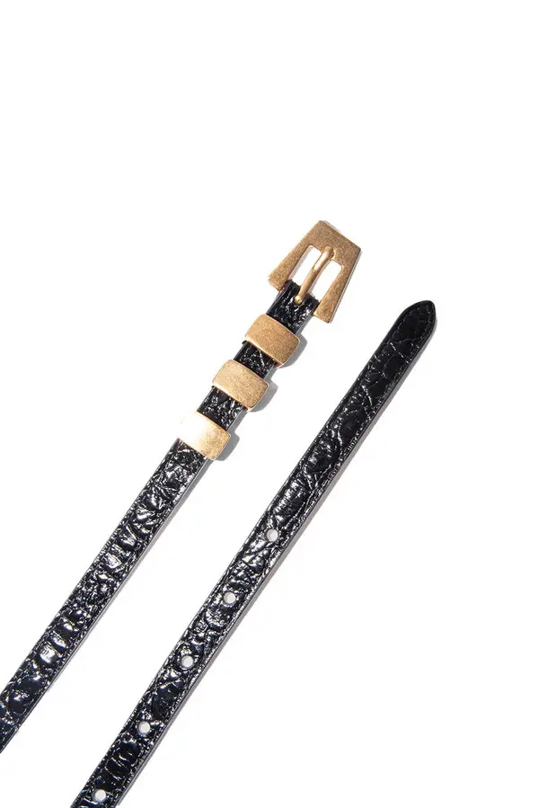 Circular Croco Embossed Leather Belt 3 Image