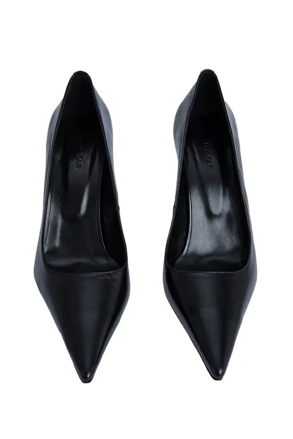 Pointed-toe Pump with Sculptural Flared Heel
 1 Image