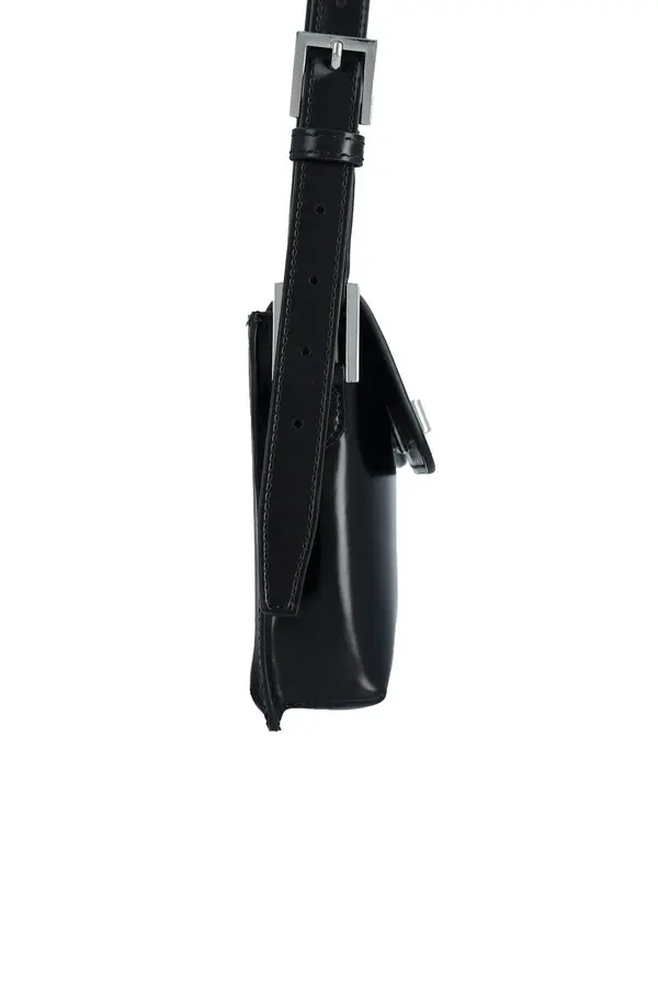 Semi Patent Leather Shoulder Bag with Dual Compartments 2 Image