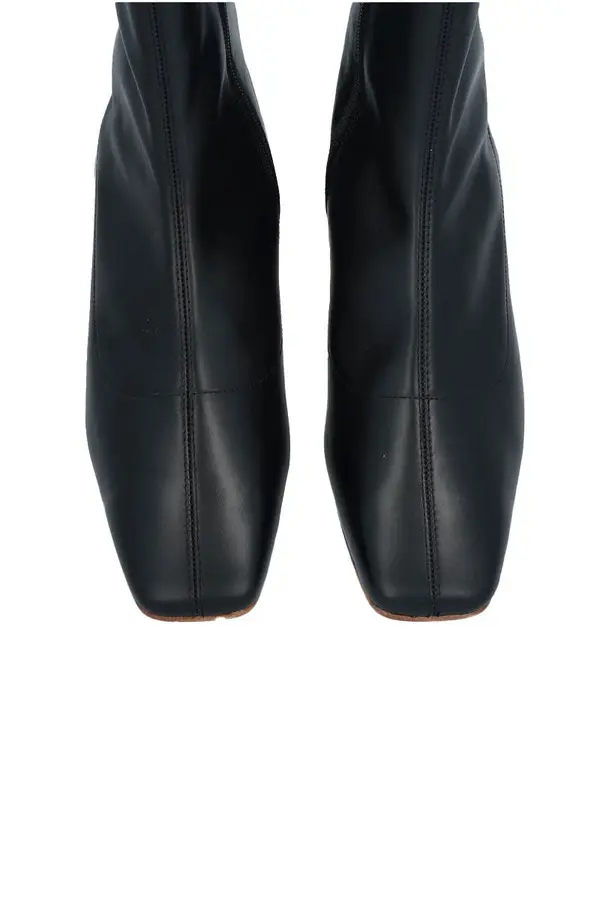 Square Toe Leather Ankle Boots 1 Image