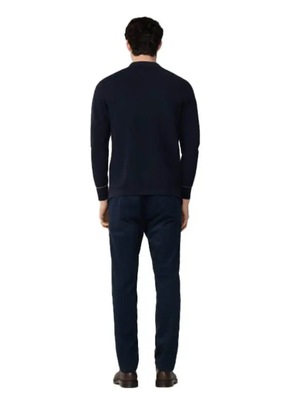 Cotton-silk Long Sleeve Textured Knit Polo 3 Image