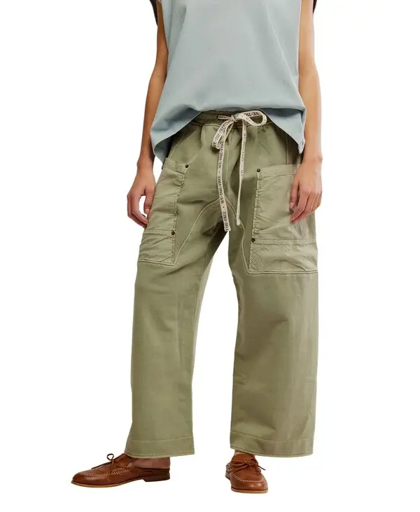 Wide-Leg Cargo Pants with Drawstring Waist 3 Image