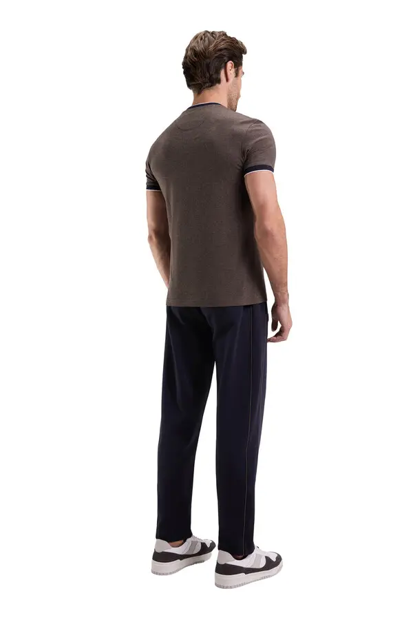 Brushed Fleece Joggeres with Piping and Straight Fit Front Pleats 1 Image