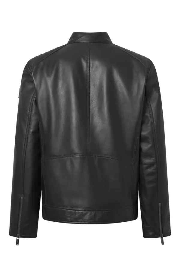 Zip-Front Moto Jacket with Quilted Shoulders 4 Image