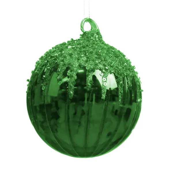 Glass Sequined Bead Top Stripe Ball Assorted/2 Red/Green 10cm 1 Image