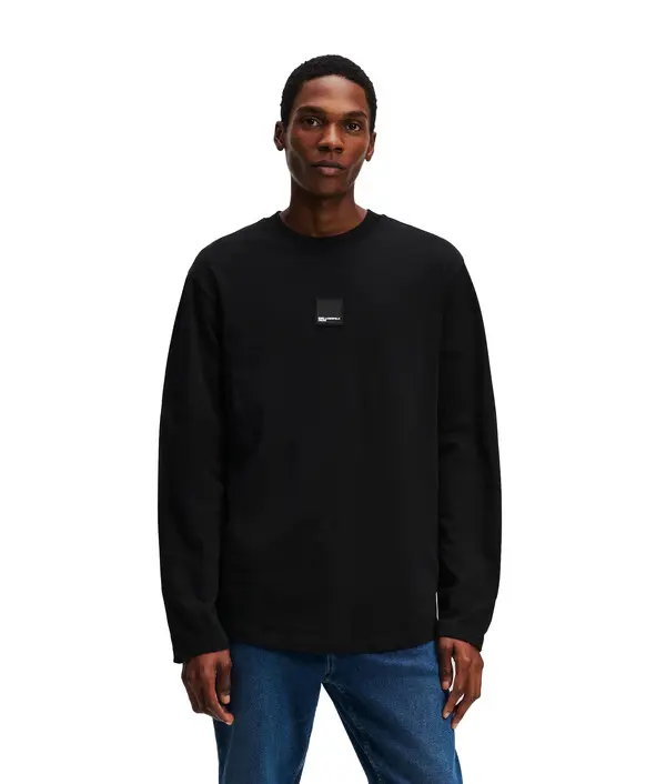 Ribbed Crew Neck Long Sleeves T-shirt 1 Image